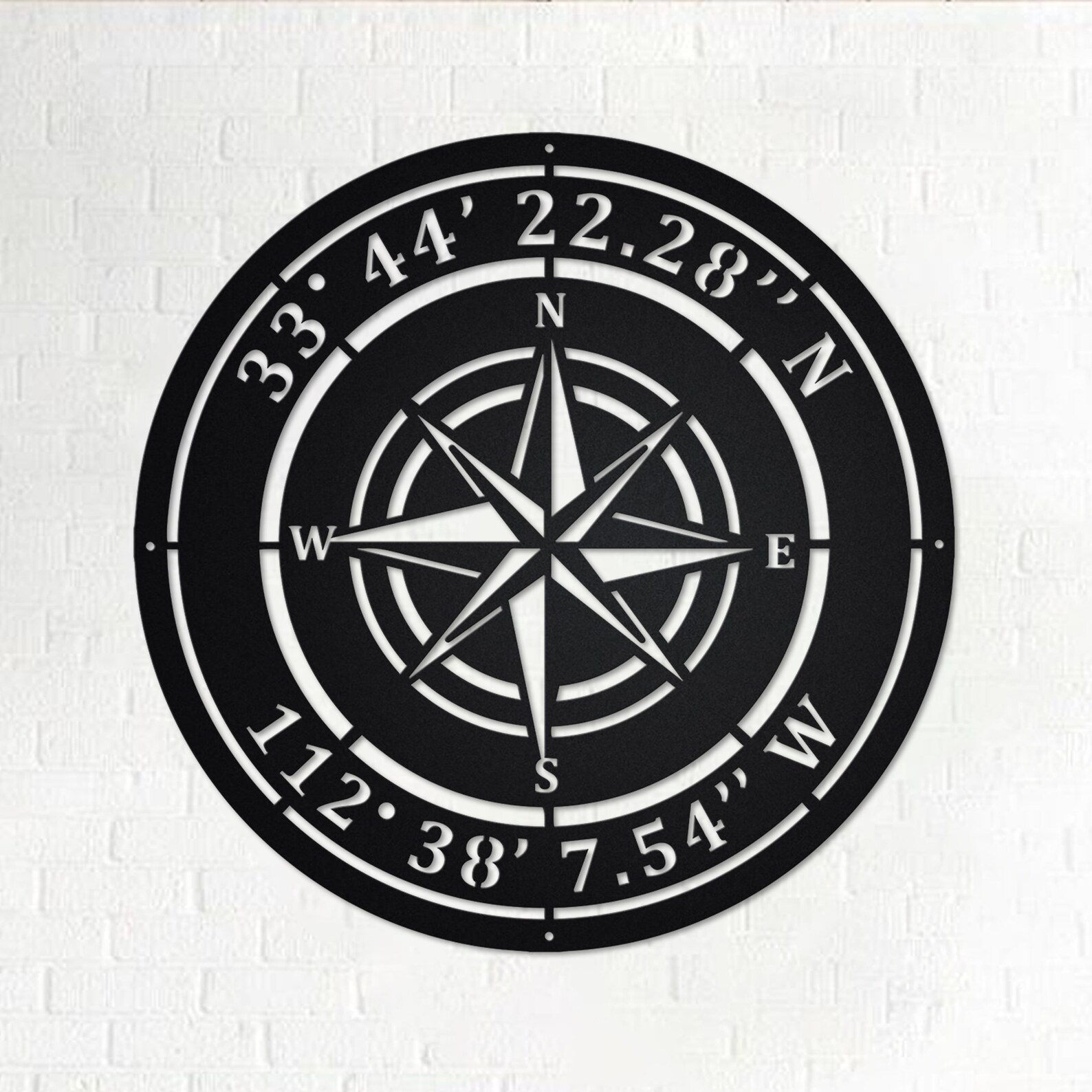 Custom Compass Rose Metal Sign Custom Coordinates Nautical Etsy