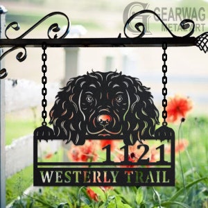 Personalized Boykin Spaniel Dog Metal Address Sign House Number Hanging Address Plaque Yard Sign, Outdoor Sign Garden Stake, Address Sign