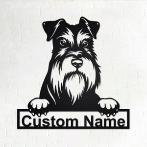 Custom Miniature Schnauzer Metal Wall Art: Personalized Dog Name Sign