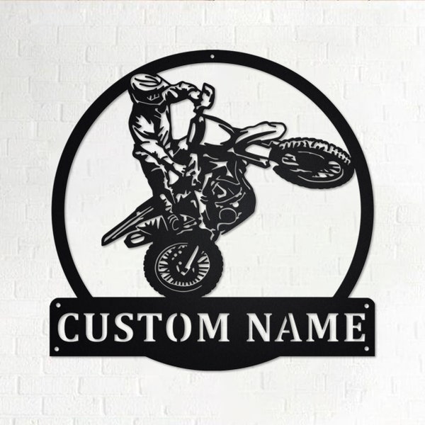 Custom Motocross Dirt Bike Metal Wall Art, Personalized Dirt Bike Name Sign Decoration For Room, Dirt Bike Home Decor, Custom Dirt Bike