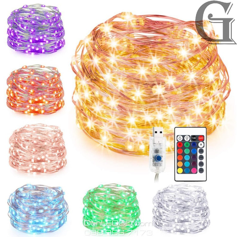 May include: A set of 100 LED copper wire fairy lights with a remote control. The lights are available in multiple colors, including white, warm white, purple, orange, green, and blue. The lights are battery operated and can be used indoors or outdoors.