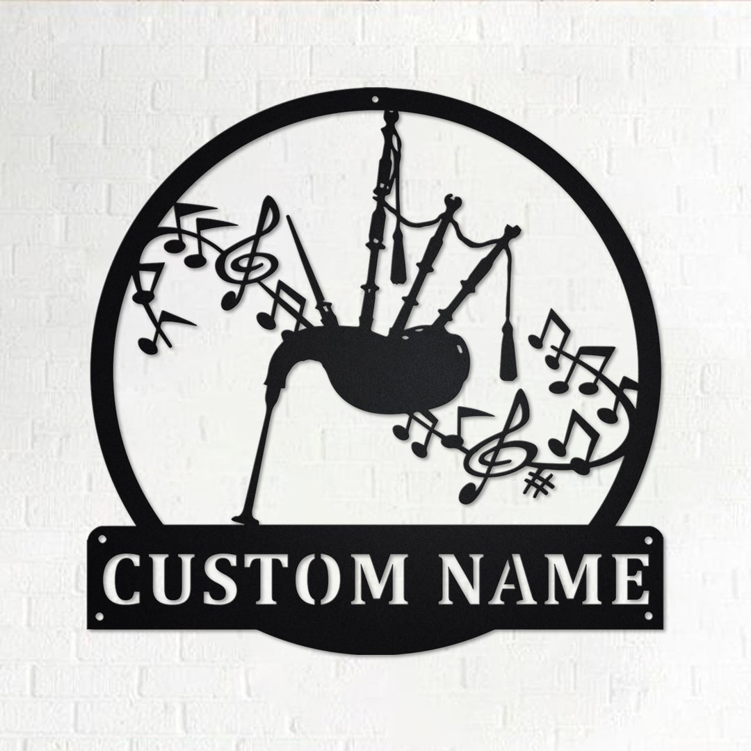 Custom Bagpipes Metal Wall Art Personalized Bagpipes Name Etsy