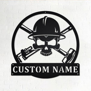 Custom Oil Field Roughneck Skull Metal Wall Art, Personalized Oil Field Roughneck Name Sign Decoration For Room, Oil Field Skull Home Decor
