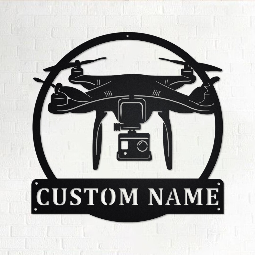 Custom Drone Metal Wall Art, Personalized Drone Name Sign Decoration
