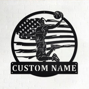 Custom Basketball Player Metal Wall Art: US Flag Home Decor