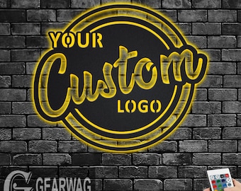 Custom Metal Logo Sign with LED Lights: Personalized Business Wall Art