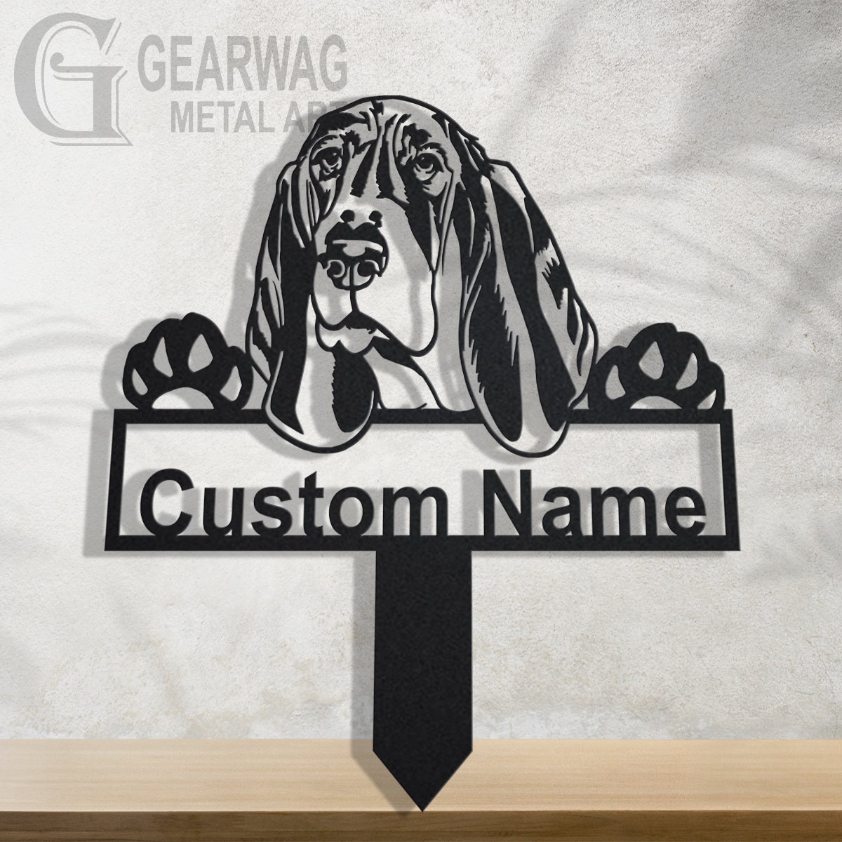 Cartello In Metallo SIGNCHAT Con Basset Hound - Targa Decorativa 20x30 Cm Per Casa O Ufficio