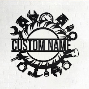 Custom Wrench Mechanic Metal Wall Art, Personalized Mechanic Name Sign Decoration For Room, Mechanic Metal Home Decor, Custom Mechanic