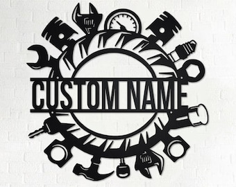 Custom Wrench Mechanic Metal Wall Art, Personalized Mechanic Name Sign Decoration For Room, Mechanic Metal Home Decor, Custom Mechanic