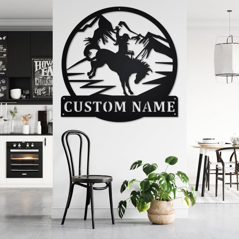 Custom Cowgirl Metal Wall Art Personalized Cowgirl Name Sign Etsy