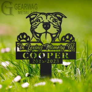 Custom American Pit Bull Dog Memorial Stake, Metal Stake, Outdoor Decor, In Loving Memory, Outdoor Stake, Sympathy Sign, Grave Marker