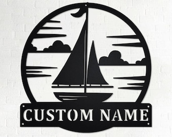 Custom Segelboot Metall Wandbild: Personalisiertes Namensschild