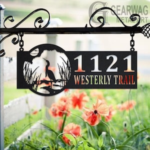 Personalized Heron Metal Address Sign House Number Hanging Address Plaque Yard Sign, Outdoor Sign Garden Stake, Custom Address Sign