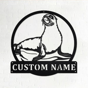 Custom Sea Lion Metal Wall Art, Personalized Sea Lion Name Sign Decoration For Room, Sea Lion Metal Home Decor, Custom Sea Lion, Sea Lion