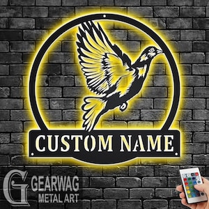 Custom Pigeon Metal Wall Art With LED Light, Personalized Pigeon Name Sign Decoration For Room, Pigeon Metal LED Decor, Custom Pigeon Sign