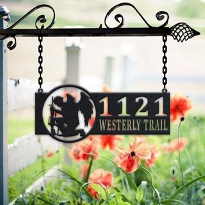 Personalized Soldier Metal Address Sign House Number Hanging Address Plaque Yard Sign, Outdoor Sign Garden Stake, Metal Address Sign
