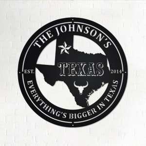 Custom Texas Family Name With Established Date Metal Wall Art,Personalized Texas Family Name Sign Decoration For Room,Family Name Home Decor