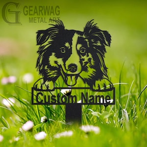 Personalized Australian Shepherd Dog Garden Metal Yard Sign, Custom Australian Shepherd Garden Metal Sign, Australian Shepherd Garden Stake