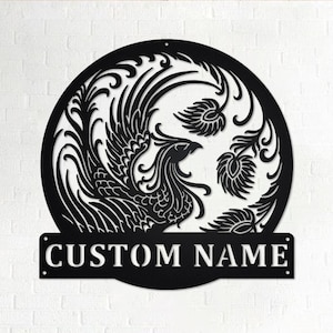 Benutzerdefinierte Phoenix Metallwandkunst, personalisierte Phoenix Namensschild Dekoration für Raum, Phoenix Metal Wohnkultur, benutzerdefinierte Phoenix, Phoenix