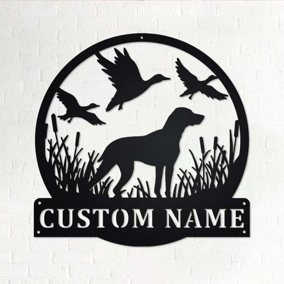 Custom Hunting Dog Metal Wall Art, Personalized Dog Hunter Name Sign