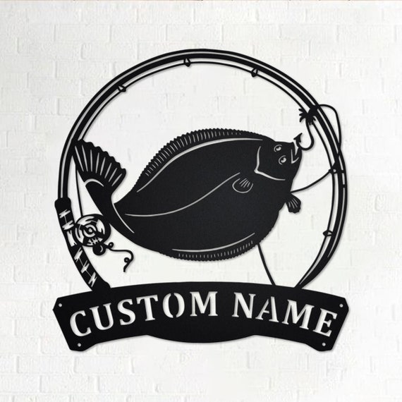 Personalized Flounder Fish Metal Sign Fishing Metal Wall Art