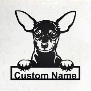 Custom Miniature Pinscher Dog Metal Wall Art, Personalized Miniature Pinscher Name Sign Decoration For Room, Miniature Pinscher Home Decor
