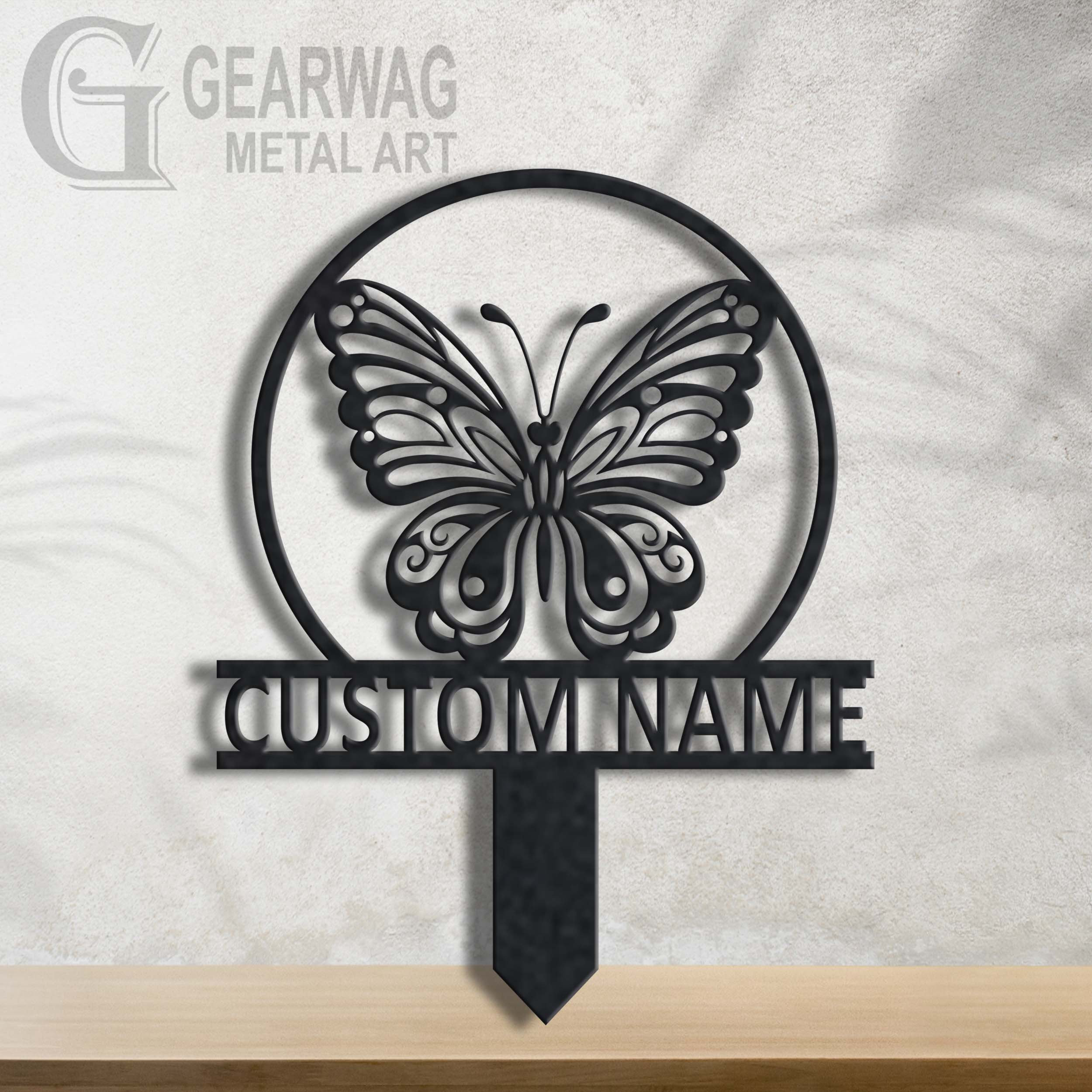 Dyoart Personalized Metal Garden Sign, Custom Colorful Butterfly Design, 10inches, Steel, DECORATIVE SIGNAGE