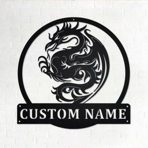 Custom Dragon Metal Wall Art, Personalized Dragon Name Sign Decoration For Room, Dragon Home Decor, Custom Dragon,  Dragon Lover, Dragon