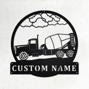 Custom Concrete Truck Metal Wall Art, Personalized  Truck Driver Name Sign Decoration For Room, Concrete Truck Home Decor, Custom Truck