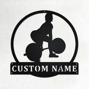 Custom Powerlifting Girl Metal Wall Art, Personalized Powerlifting Name Sign Decoration For Room, Powerlifting Metal Home Decor,Powerlifting