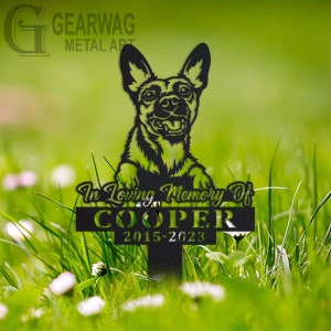 Custom Belgian Malinois Dog Memorial Stake, Metal Stake, Outdoor Decor, In Loving Memory, Outdoor Stake, Sympathy Sign, Grave Marker
