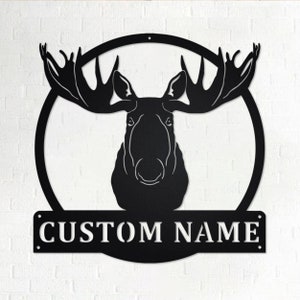Custom Moose Head Metal Wall Art, Personalized Moose Head Name Sign Decoration For Room, Moose Head Home Decor, Custom Moose Head,Moose Gift