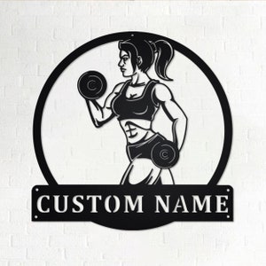 Custom Powerlifting Girl Metal Wall Art, Personalized Powerlifting Name Sign Decoration For Room, Powerlifting Metal Home Decor,Powerlifting