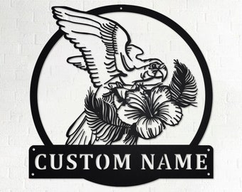 Personalized Parrot Metal Sign: Tropical Wall Art Decor