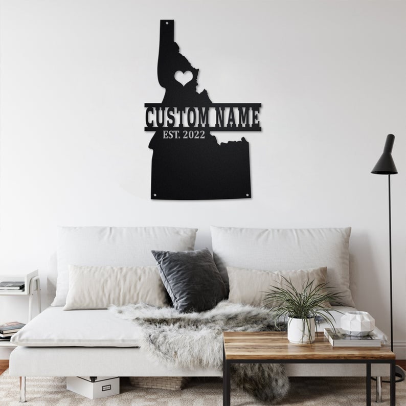 Custom Idaho Map Metal Wall Art With Led Light, Personalized Idaho
