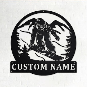 Décoration murale en métal personnalisée pour snowboarder, décoration personnalisée de signe de nom de snowboardeur pour chambre, décoration d'intérieur de snowboarder, snowboarder personnalisé
