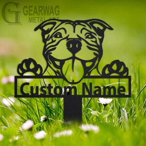 Personalized American Pit Bull Dog Garden Metal Yard Sign, Custom American Pit Bull Dog Garden Metal Sign,American Pit Bull Dog Garden Stake