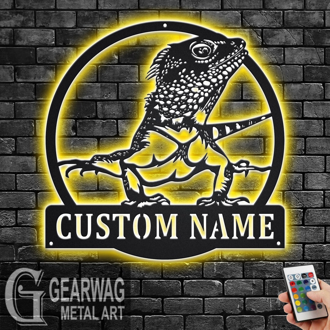 Custom Bearded Dragon Metal LED Sign: Personalized Wall Art - Etsy