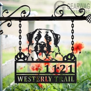 Personalized Anatolian Shepherd Dog Metal Address Sign House Number Hanging Address Plaque Yard Sign, Outdoor Sign Garden Stake,Address Sign