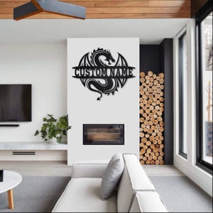 Personalized Dragon Metal Sign | Dragon Metal Wall Art | Office Wall Art | Housewarming Outdoor Metal Sign | Gifts Dragon Lover |