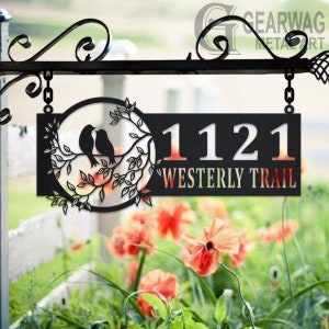 Personalized Hummingbird Metal Address Sign House Number Hanging Address Plaque Yard Sign, Outdoor Sign Garden Stake, Custom Address Sign