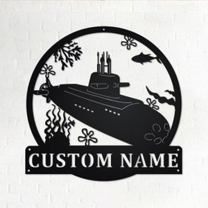 Custom Submarine Metal Wall Art, Personalized Submarine Name Sign Decoration For Room, Submarine Home Decor, Custom Submarine