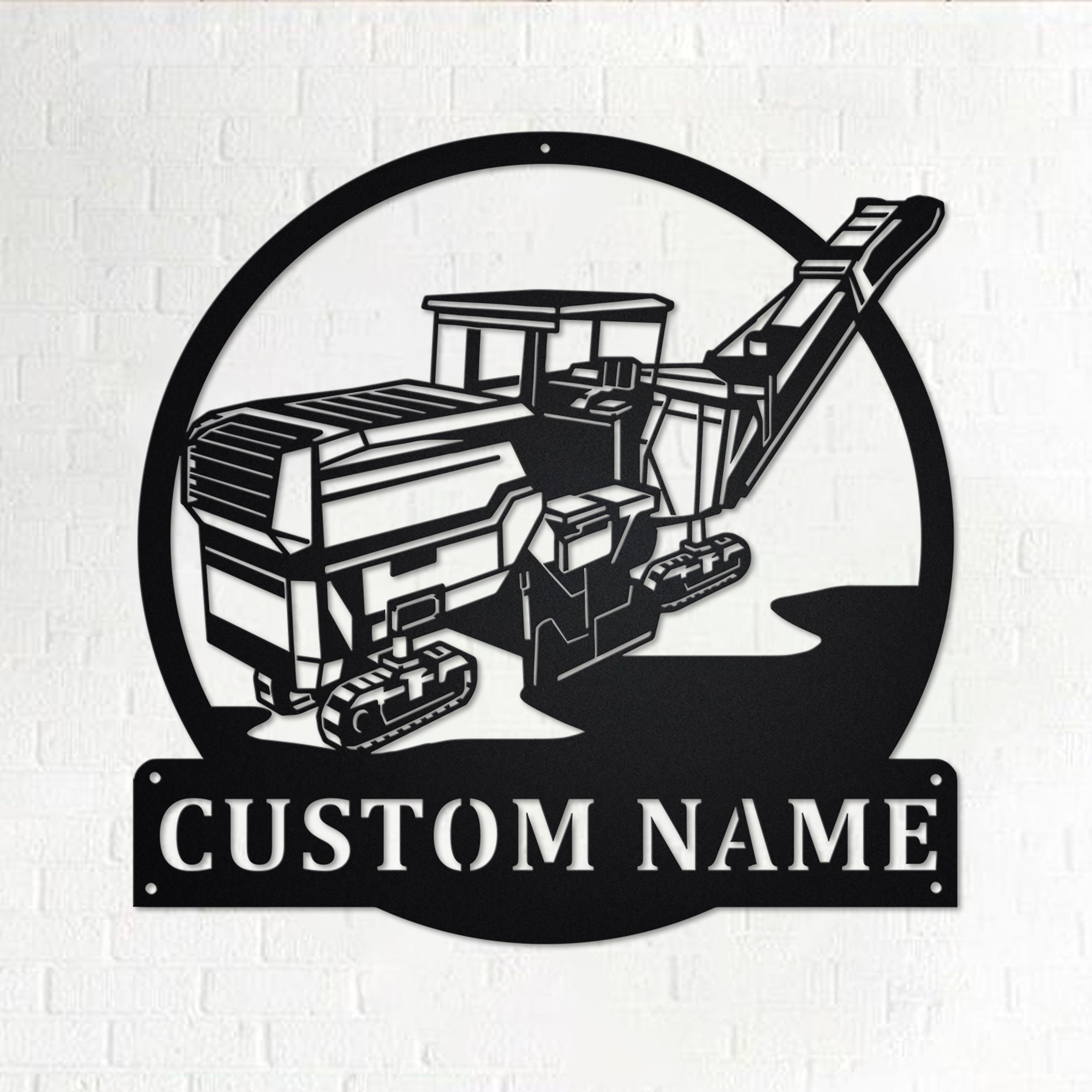 Benutzerdefinierte Asphaltmaschine Metallwandkunst, personalisierte Asphaltmaschine Namensschild Dekoration für Raum, Asphaltmaschine Metall Wohnkultur
