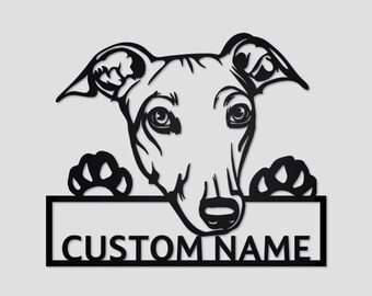 Personalized Greyhound Metal Sign: Custom Dog Wall Art