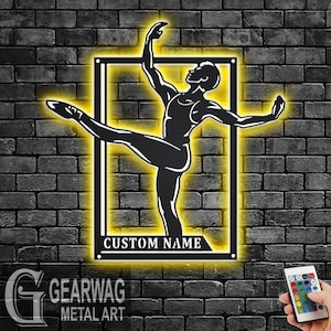 Custom Male Ballet Signage Metal Wall Art With LED Light, Personalized Ballet Dancer Name Sign Decoration, Male Ballet Metal LED Decor