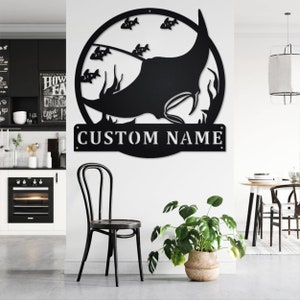 Custom Manta Rays Metal Wall Art, Personalized Manta Rays Name Sign Decoration For Room, Manta Rays Metal Home Decor, Custom Manta Rays image 3