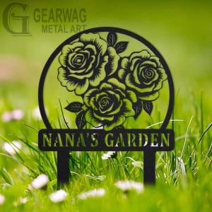 Custom Rose Garden Stake, Personalized Metal Garden Sign With Stake, Custom Garden Sign, Gift for Gardener, Garden Decor, Gift for Mom