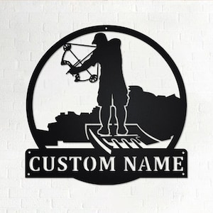 Custom Bowfishing Metal Wall Art, Personalized Bowfishing Name Sign Decoration For Room, Bowfishing Metal Home Decor, Custom Bowfishing
