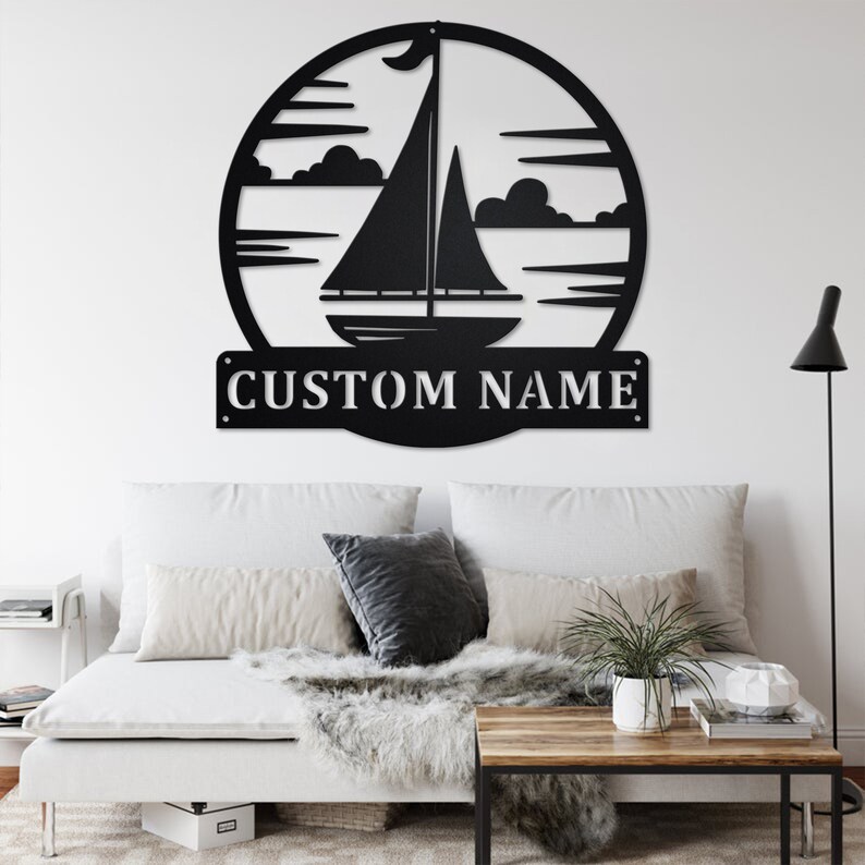 Custom Sailboat Metal Wall Art Personalized Sailboat Name Etsy