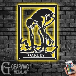Custom Male Swimming Signage Metal Wall Art With LED Light, Personalized Swimmer Name Sign Decoration, Male Swimming Metal LED Decor